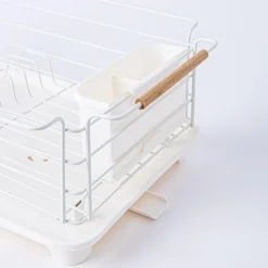 KSP Nova Dish Rack with Bamboo Handles (White/Natural)