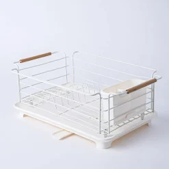KSP Nova Dish Rack with Bamboo Handles (White/Natural)