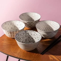 KSP Oishi 'Assorted' Stoneware Bowl - Set of 4 (Grey)