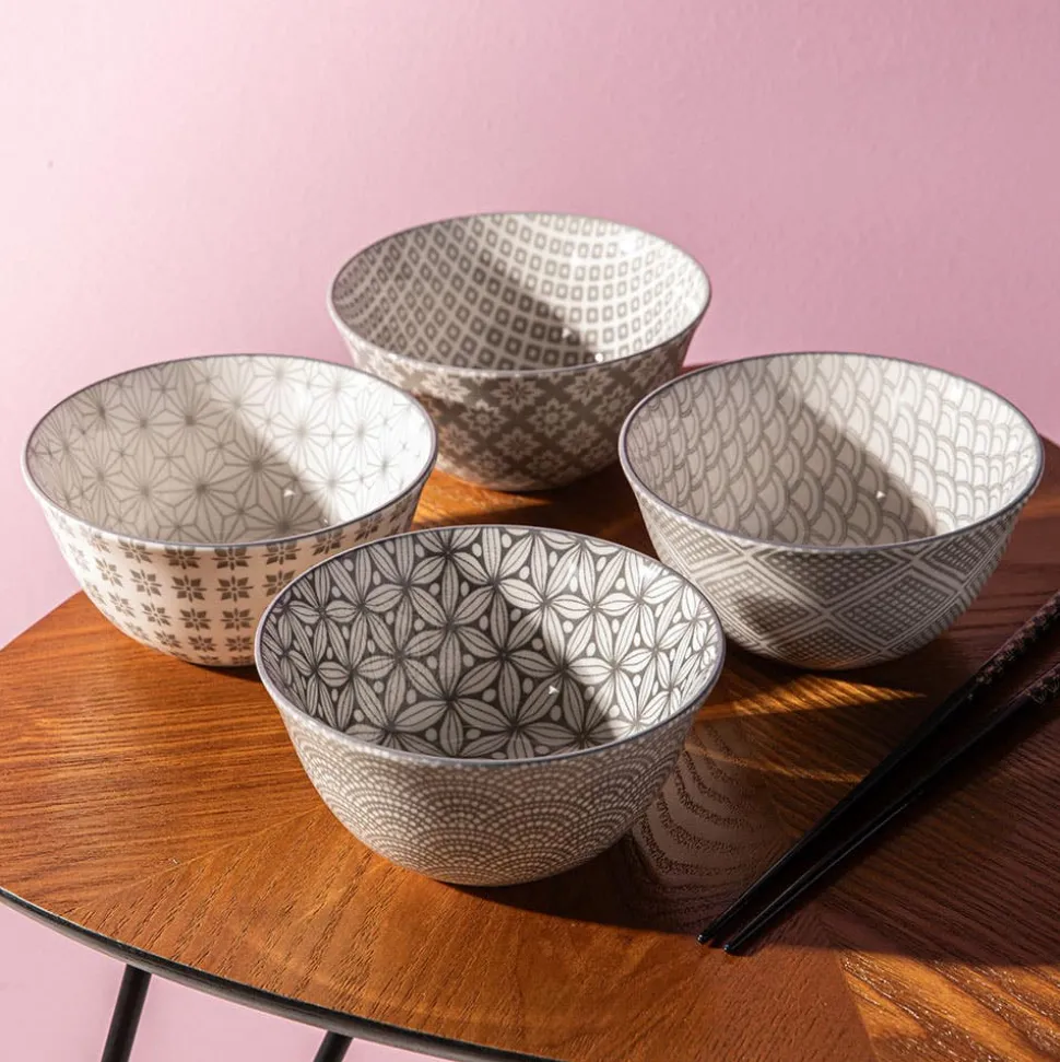 KSP Oishi 'Assorted' Stoneware Bowl - Set of 4 (Grey)