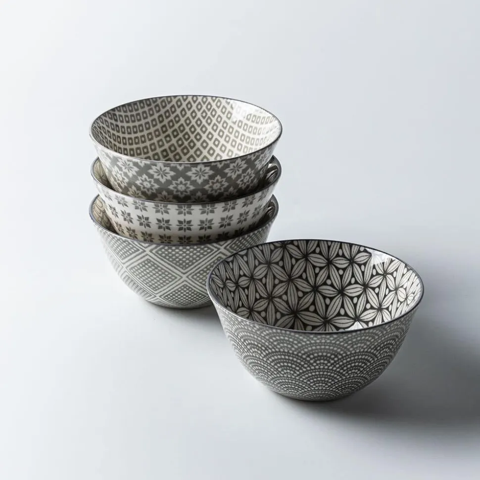 KSP Oishi 'Assorted' Stoneware Bowl - Set of 4 (Grey)