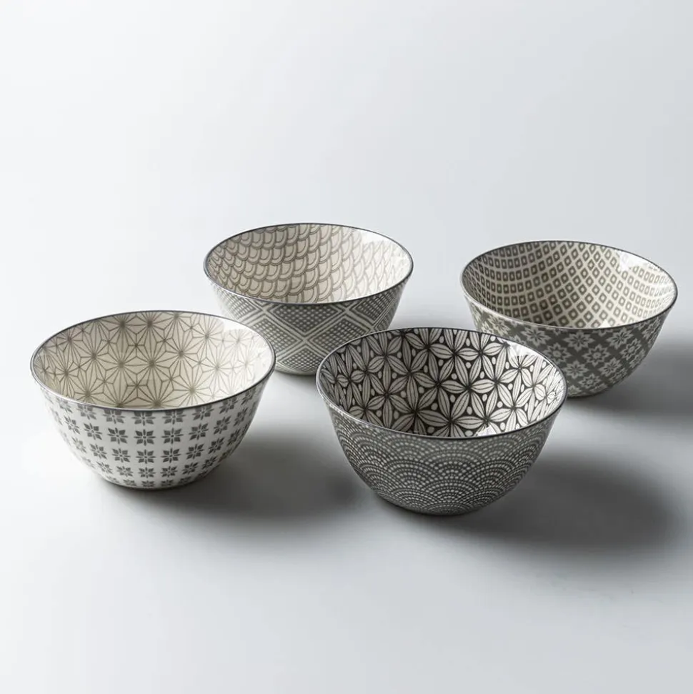 KSP Oishi 'Assorted' Stoneware Bowl - Set of 4 (Grey)