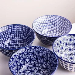 KSP Oishi 'Assorted' Stoneware Bowl - Set of 4 (Navy)