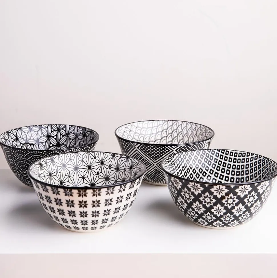 KSP Oishi 'Assorted' Stoneware Bowl - Set of 4 (Black)