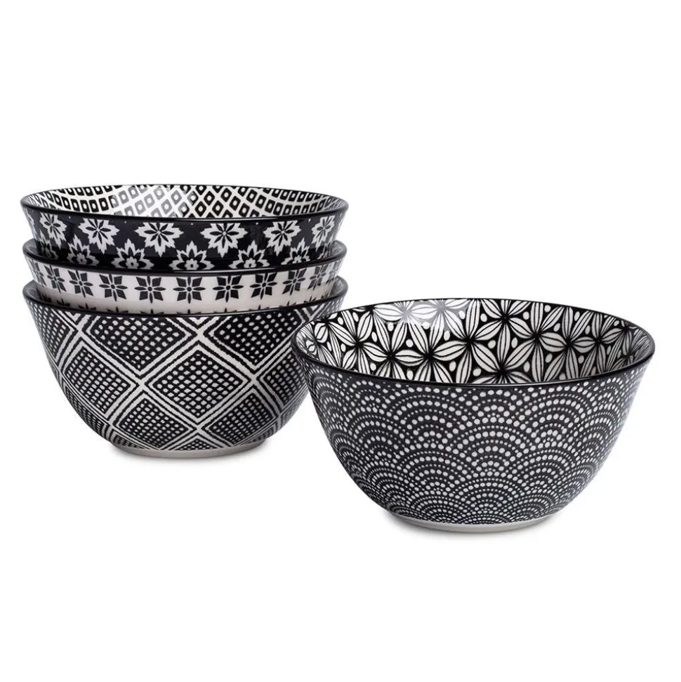 KSP Oishi 'Assorted' Stoneware Bowl - Set of 4 (Black)