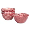 KSP Oishi 'Assorted' Stoneware Bowl - Set of 4 (Red)