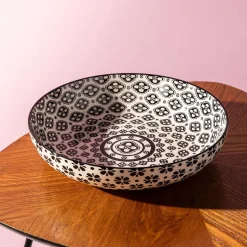 KSP Oishi 'Flower Burst' Stoneware Low Bowl (Black)