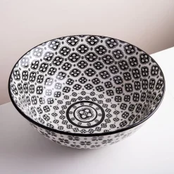 KSP Oishi 'Flower Burst' Stoneware Bowl - Large (Black)