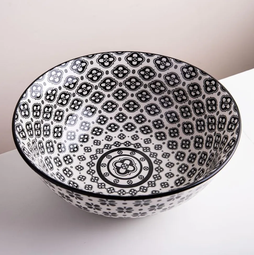 KSP Oishi 'Flower Burst' Stoneware Bowl - Large (Black)