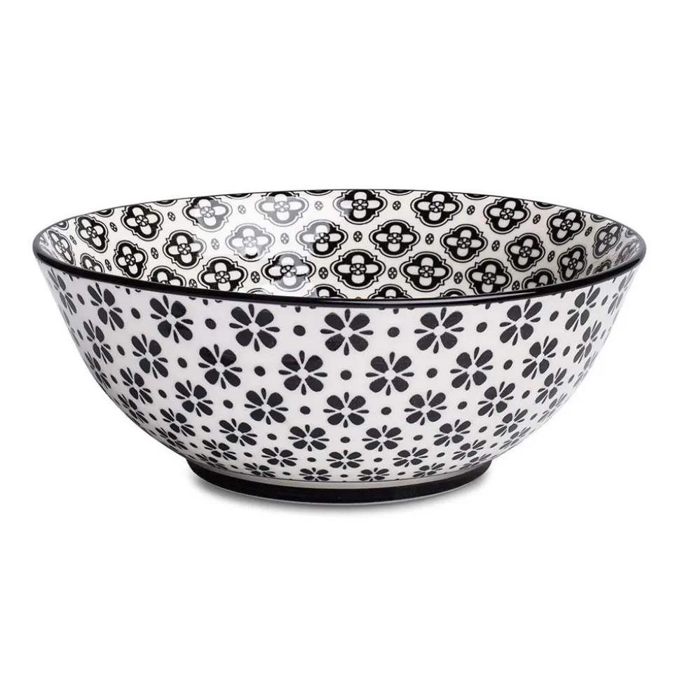 KSP Oishi 'Flower Burst' Stoneware Bowl - Large (Black)
