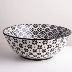 KSP Oishi 'Flower Burst' Stoneware Bowl - Large (Black)