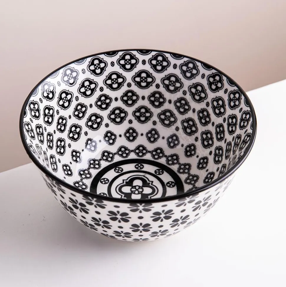 KSP Oishi 'Flower Burst' Stoneware Bowl - Small (Black)