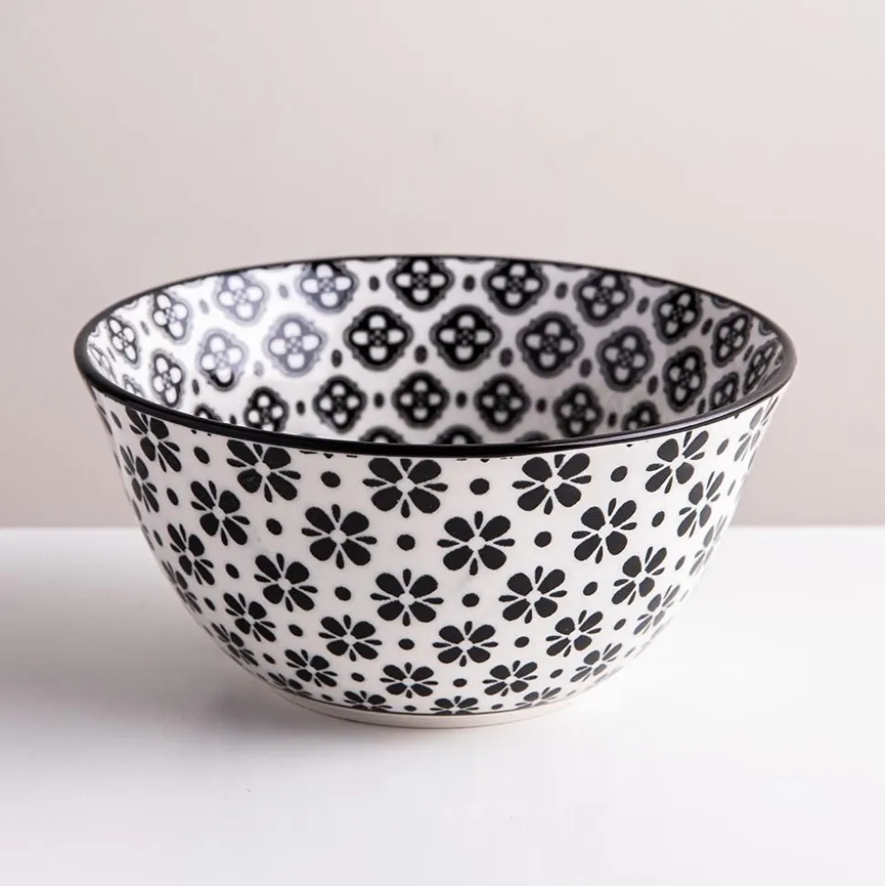 KSP Oishi 'Flower Burst' Stoneware Bowl - Small (Black)