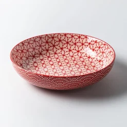KSP Oishi 'Sakura' Stoneware Low Bowl (Red)