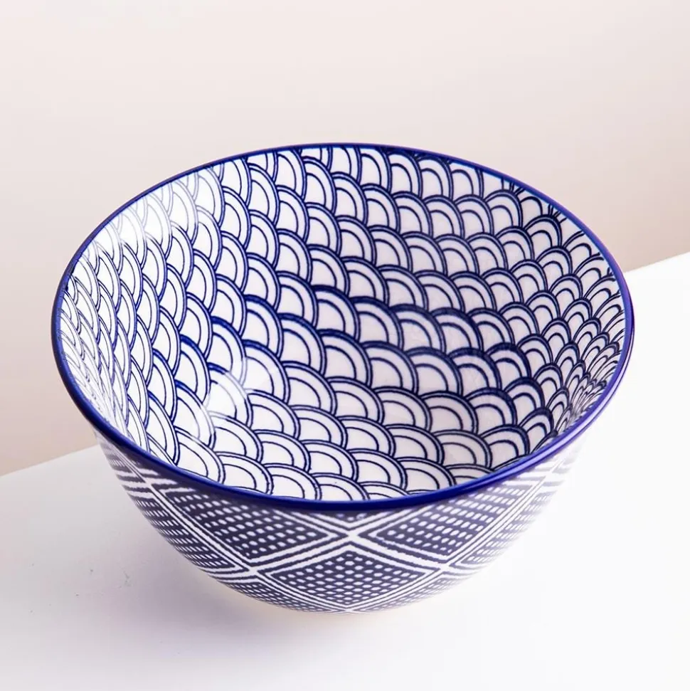 KSP Oishi 'Waves' Stoneware Bowl - Small (Navy)