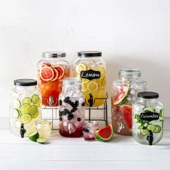 KSP Oldtyme 'Chalkboard' Beverage Dispenser with Stand (Clear/Black)