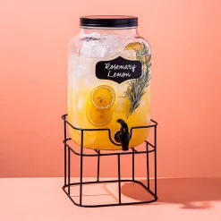 KSP Oldtyme 'Chalkboard' Beverage Dispenser with Stand (Clear/Black)