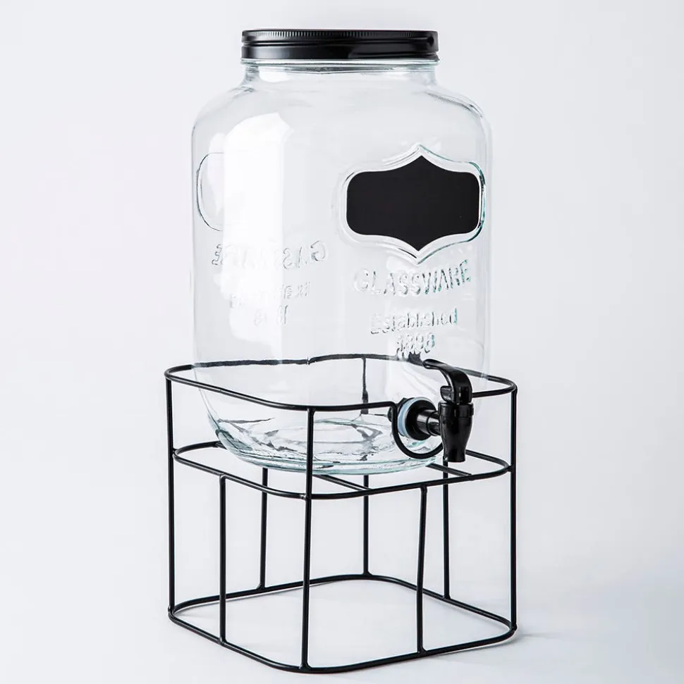 KSP Oldtyme 'Chalkboard' Beverage Dispenser with Stand (Clear/Black)