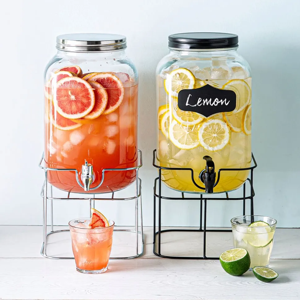 KSP Oldtyme 'Chalkboard' Beverage Dispenser with Stand (Clear/Black)