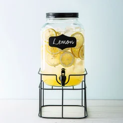 KSP Oldtyme 'Chalkboard' Beverage Dispenser with Stand (Clear/Black)