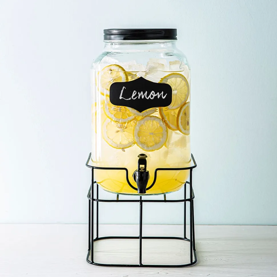 KSP Oldtyme 'Chalkboard' Beverage Dispenser with Stand (Clear/Black)