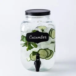 KSP Oldtyme 'Chalkboard' Glass Beverage Dispenser (Clear/Black)