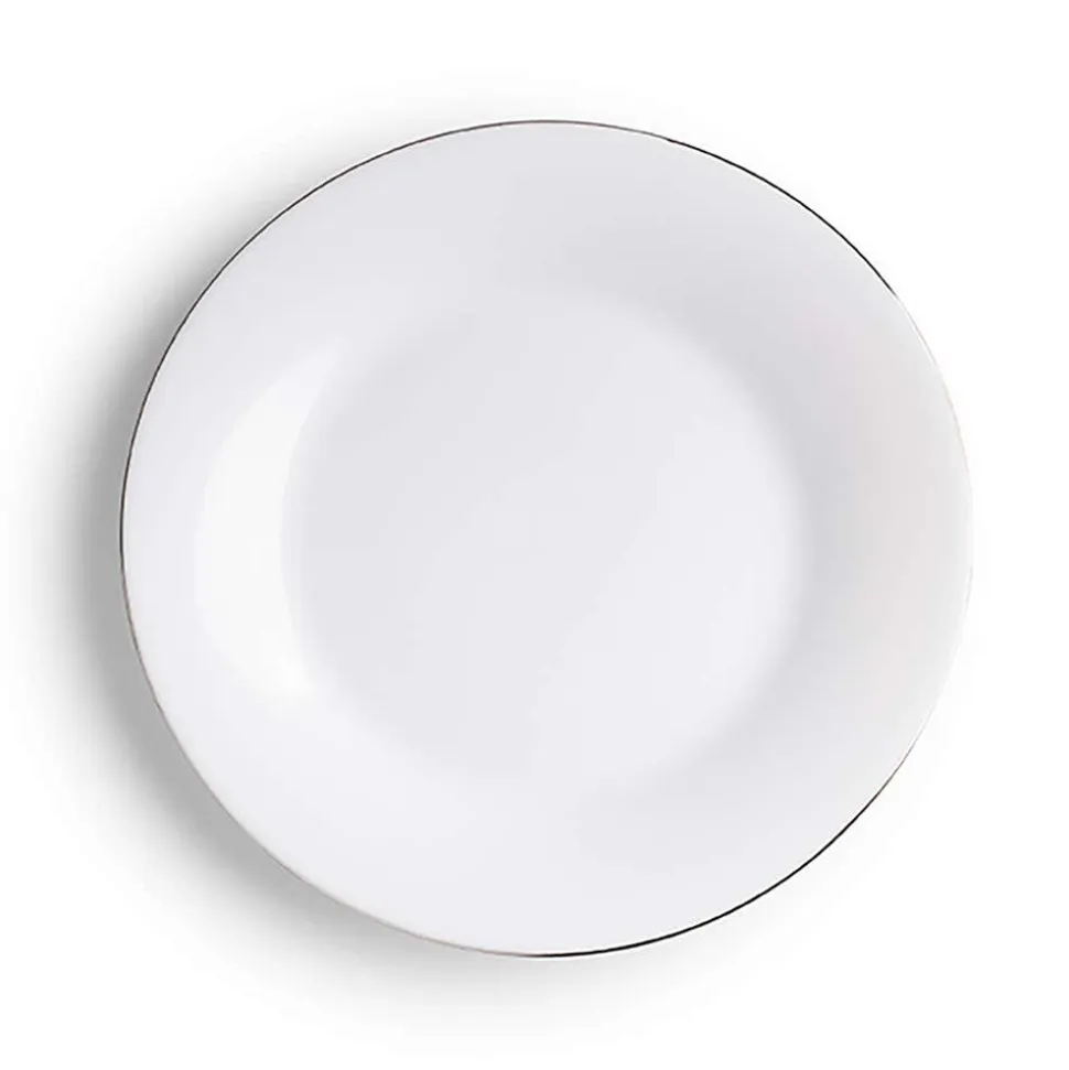 KSP Opal 'Banded' Glass Side Plate (White/Silver)