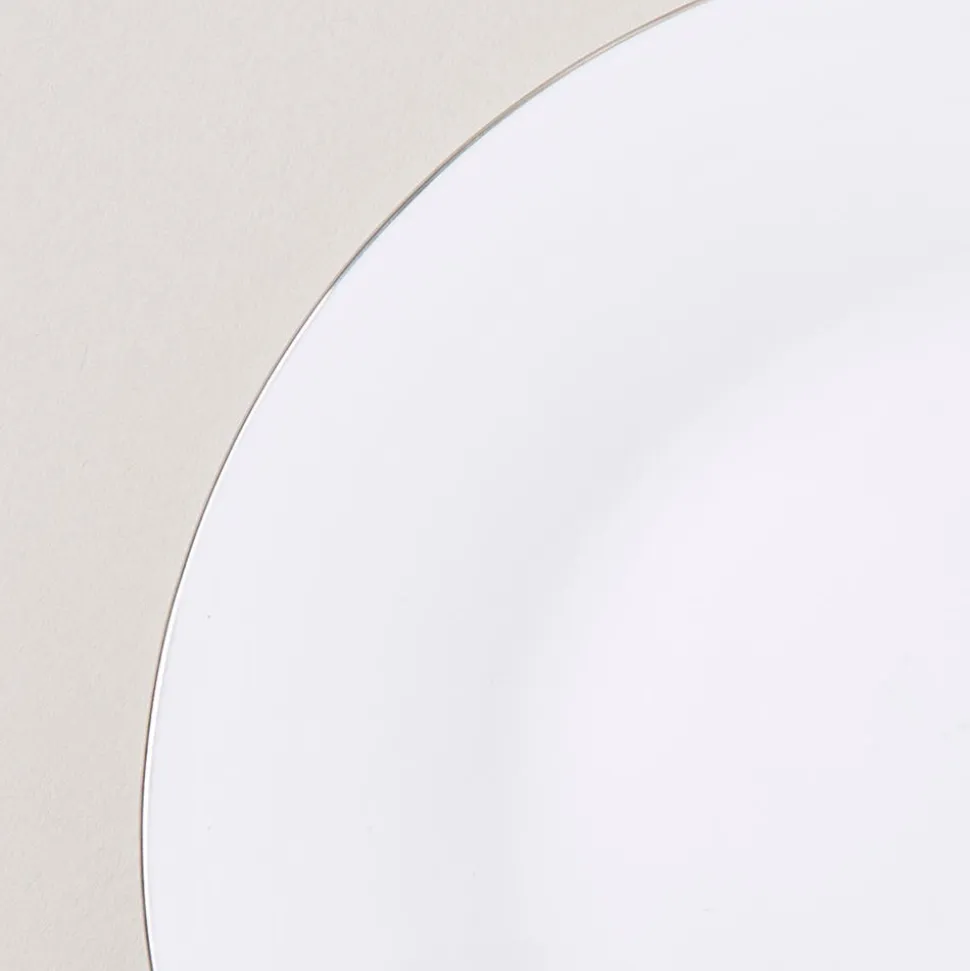 KSP Opal 'Banded' Glass Side Plate (White/Silver)