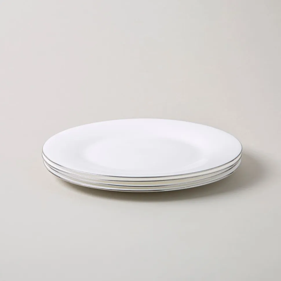 KSP Opal 'Banded' Glass Side Plate (White/Silver)