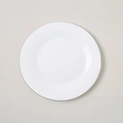 KSP Opal 'Banded' Glass Side Plate (White/Silver)