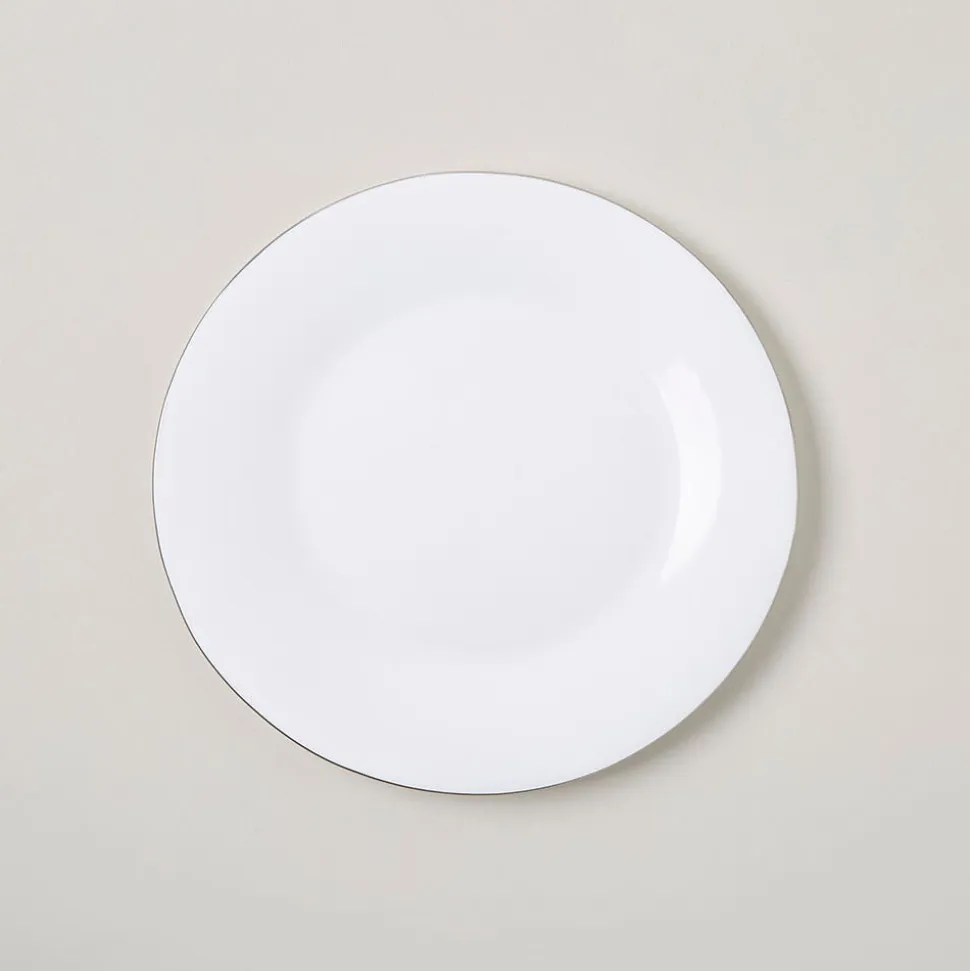 KSP Opal 'Banded' Glass Side Plate (White/Silver)