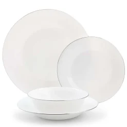 KSP Opal 'Banded' Glass Side Plate (White/Silver)