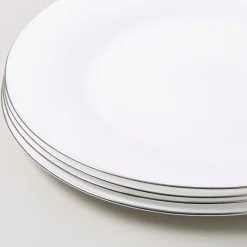 KSP Opal 'Banded' Glass Side Plate (White/Silver)