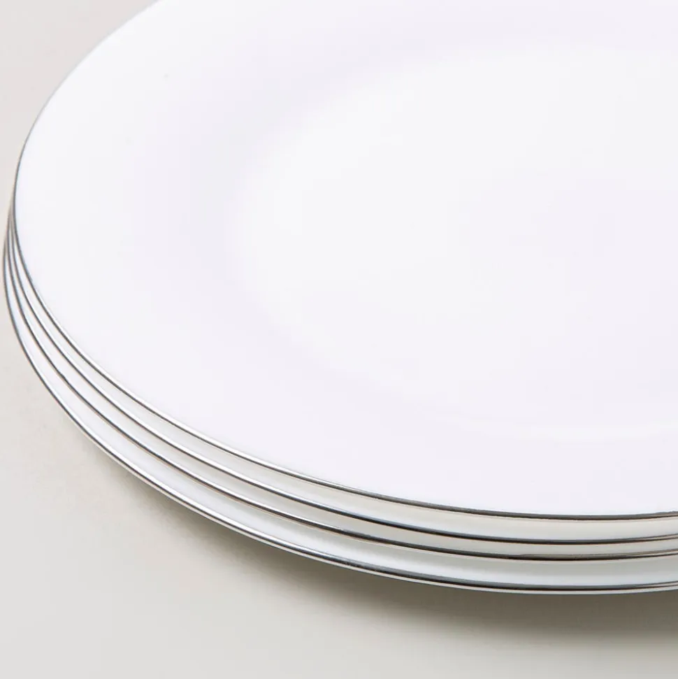 KSP Opal 'Banded' Glass Side Plate (White/Silver)