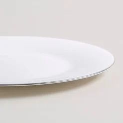 KSP Opal 'Banded' Glass Side Plate (White/Silver)