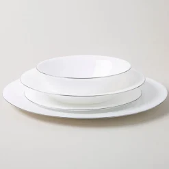 KSP Opal 'Banded' Glass Side Plate (White/Silver)
