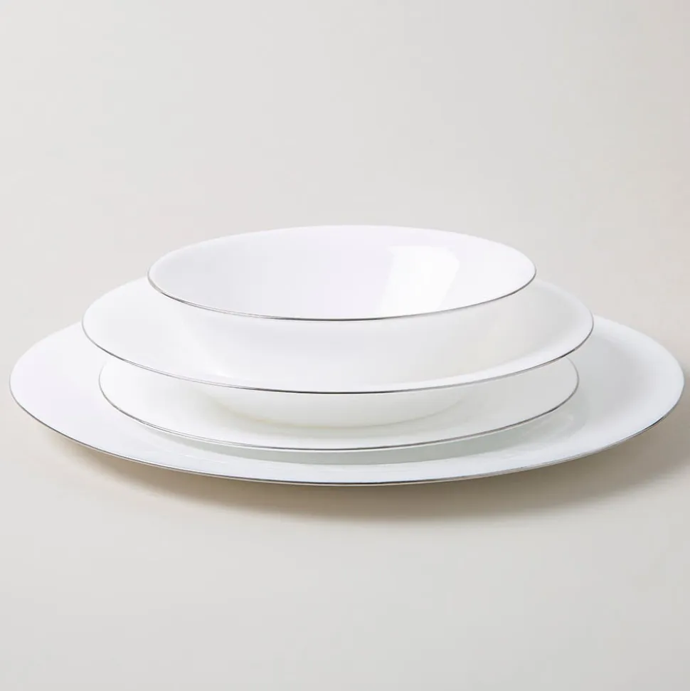 KSP Opal 'Banded' Glass Side Plate (White/Silver)