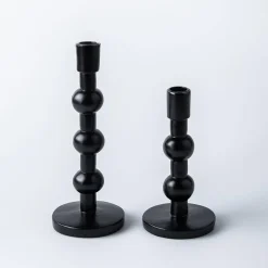 KSP Orbital Resin Taper Candleholder - Set of 2 (Black)