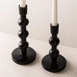 KSP Orbital Resin Taper Candleholder - Set of 2 (Black)