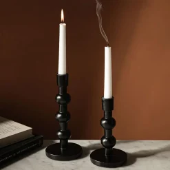 KSP Orbital Resin Taper Candleholder - Set of 2 (Black)