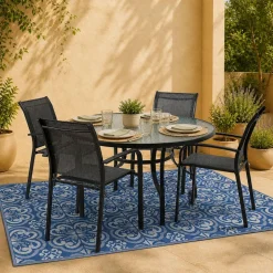 KSP Outdoor 'Mykonos' All Season Mat 6' x 9' (Blue/White)