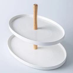 KSP Parisian 2-Tier Oblong Porc. Serv. Dish (White)