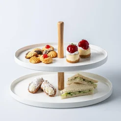 KSP Parisian 2-Tier Oblong Porc. Serv. Dish (White)