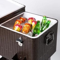 KSP Patio '80 Qt' Cooler Chest with Wheels (Brown)