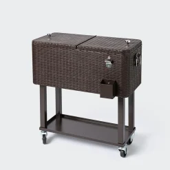KSP Patio '80 Qt' Cooler Chest with Wheels (Brown)