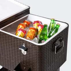 KSP Patio '80 Qt' Cooler Chest with Wheels (Brown)