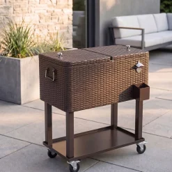 KSP Patio '80 Qt' Cooler Chest with Wheels (Brown)
