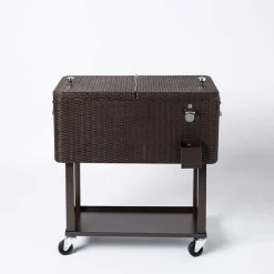 KSP Patio '80 Qt' Cooler Chest with Wheels (Brown)