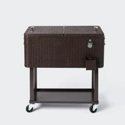 KSP Patio '80 Qt' Cooler Chest with Wheels (Brown)