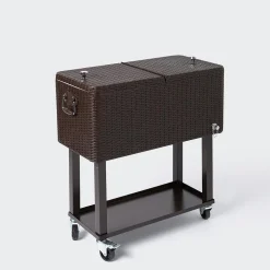 KSP Patio '80 Qt' Cooler Chest with Wheels (Brown)